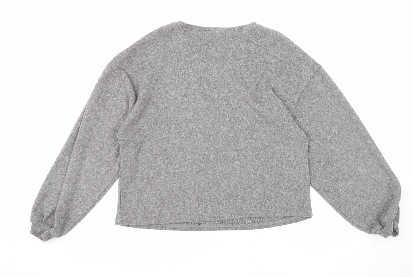 New Look Womens Grey Round Neck Polyester Pullover Jumper Size M