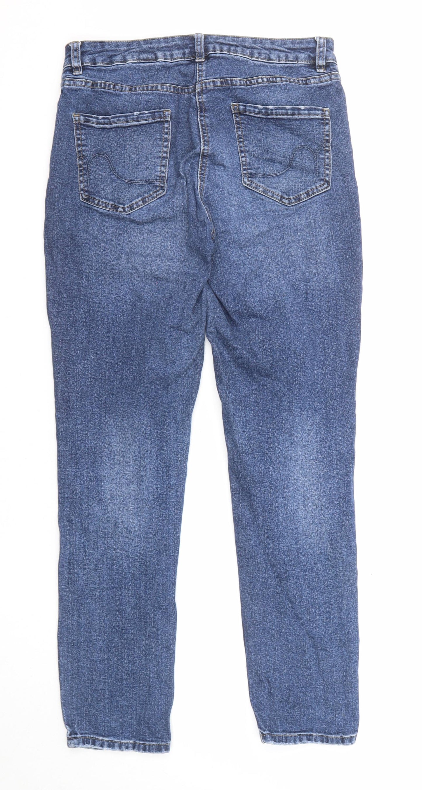 NEXT Womens Blue Cotton Straight Jeans Size 10 L28 in Regular Zip