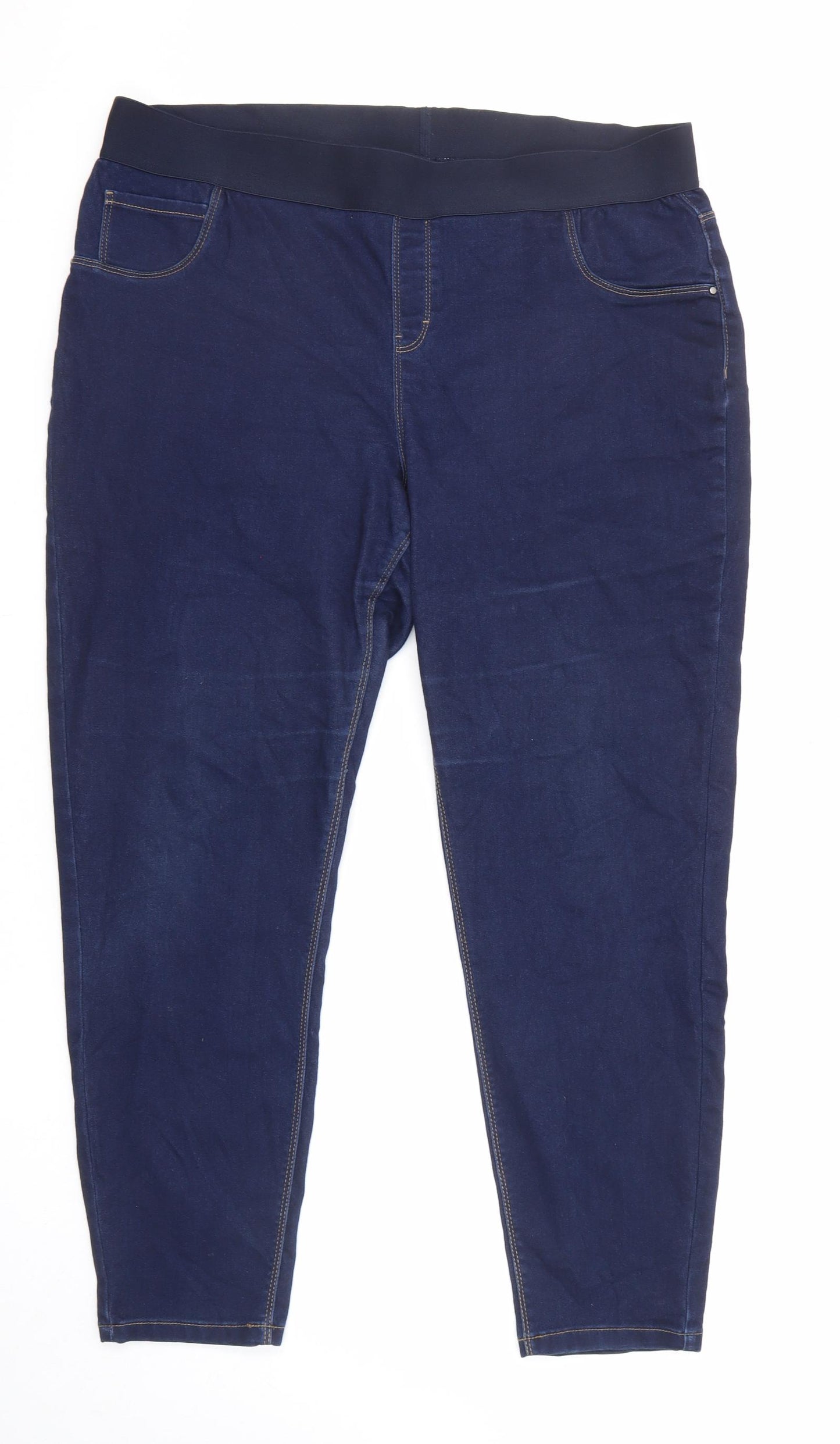 George Womens Blue Cotton Jegging Jeans Size 20 L29 in Regular - Elastic Waist