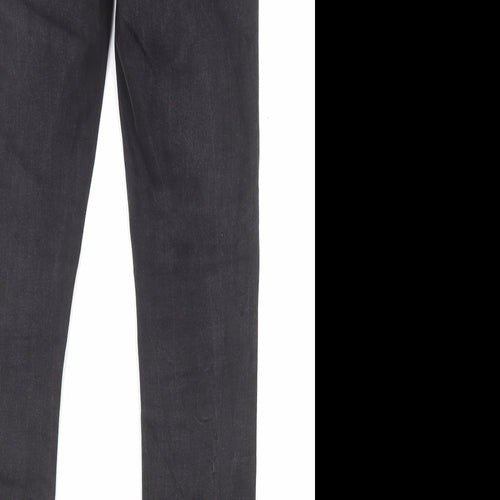 Denim & Co. Womens Black Cotton Skinny Jeans Size 10 L26 in Regular Button - Raw Hem