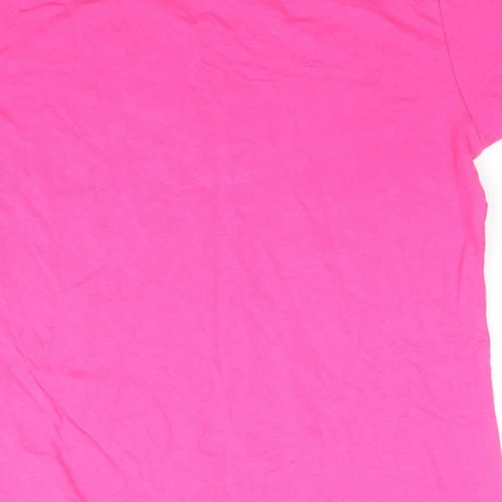 Lonsdale Womens Pink Cotton Basic T-Shirt Size 12 Round Neck