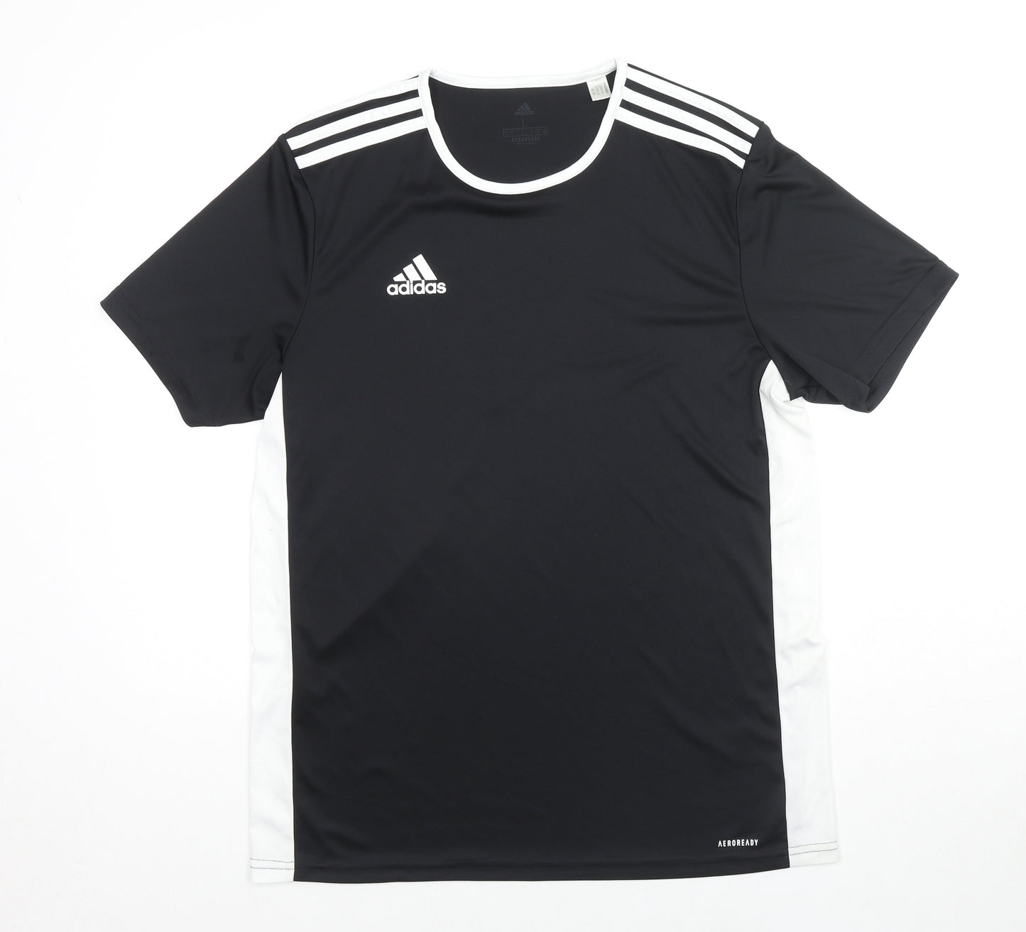 adidas Mens Black Polyester Basic T-Shirt Size L Round Neck Pullover