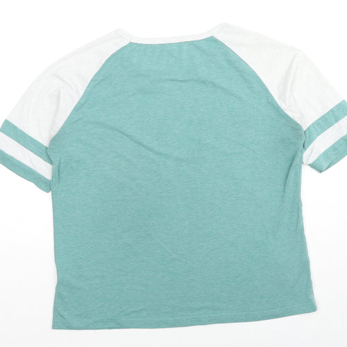 Sunnyme Womens Blue Polyester Blend Basic T-Shirt Size M Round Neck
