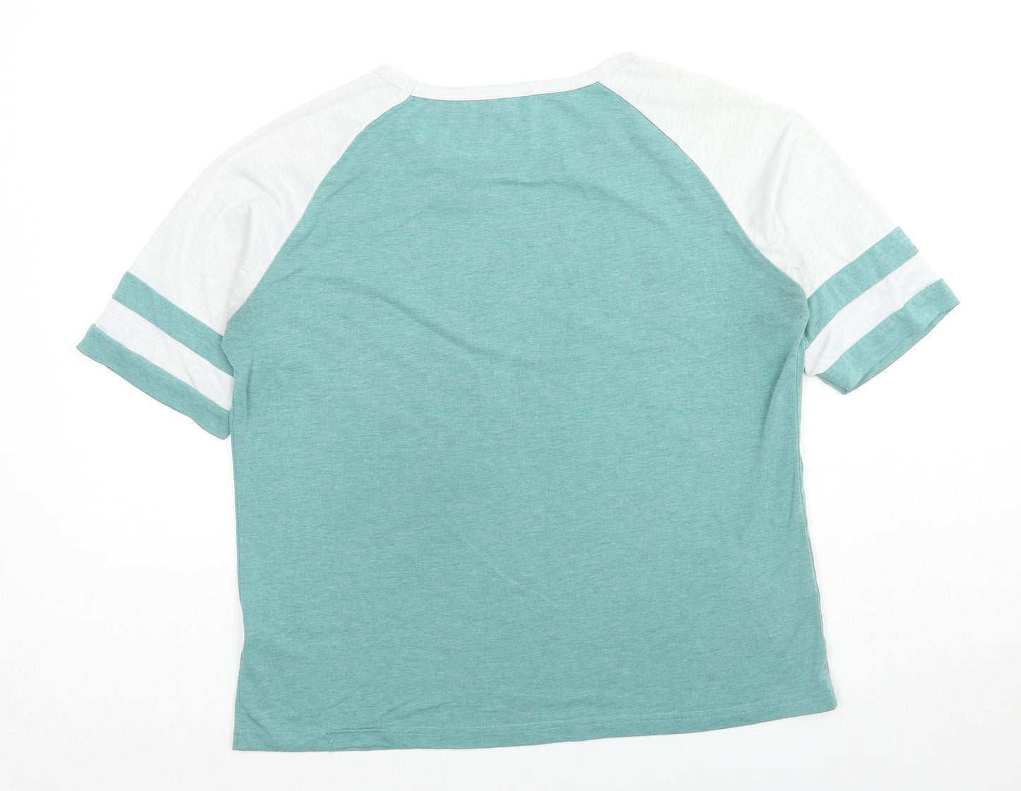 Sunnyme Womens Blue Polyester Blend Basic T-Shirt Size M Round Neck