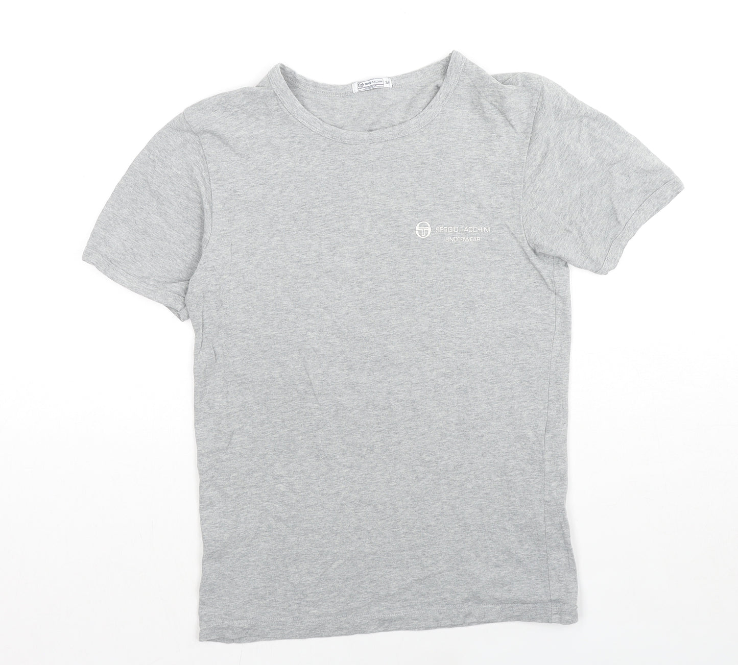 Sergio Tacchini Womens Grey Cotton Basic T-Shirt Size 4 Round Neck