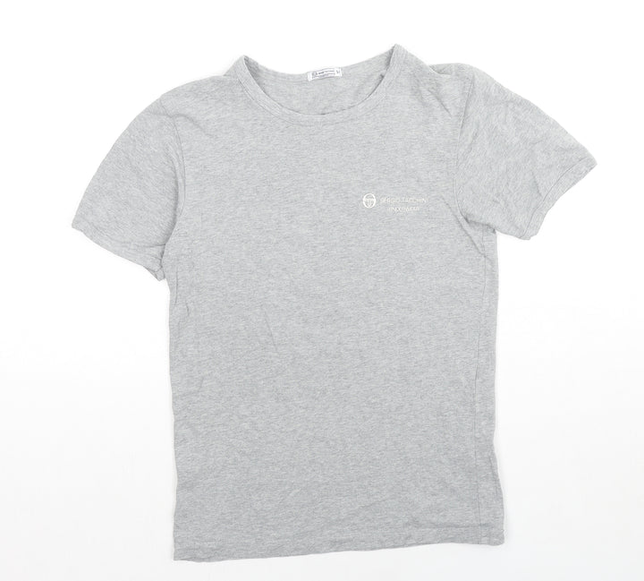 Sergio Tacchini Womens Grey Cotton Basic T-Shirt Size 4 Round Neck