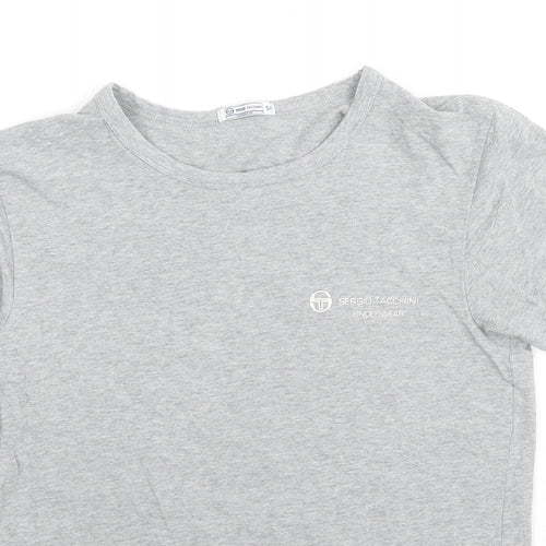 Sergio Tacchini Womens Grey Cotton Basic T-Shirt Size 4 Round Neck