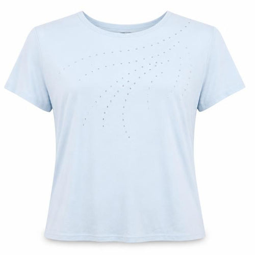Casual Club Womens Blue Cotton Basic T-Shirt Size 12 Round Neck - Jeweled Detail