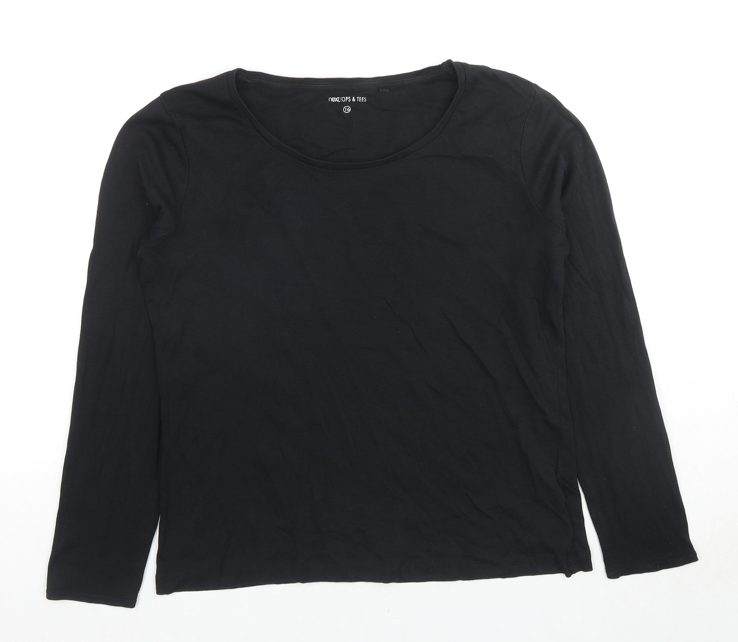 NEXT Womens Black Cotton Tunic T-Shirt Size 10 Round Neck