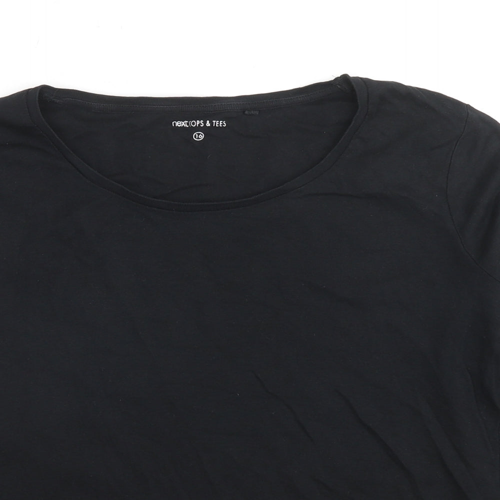 NEXT Womens Black Cotton Tunic T-Shirt Size 10 Round Neck