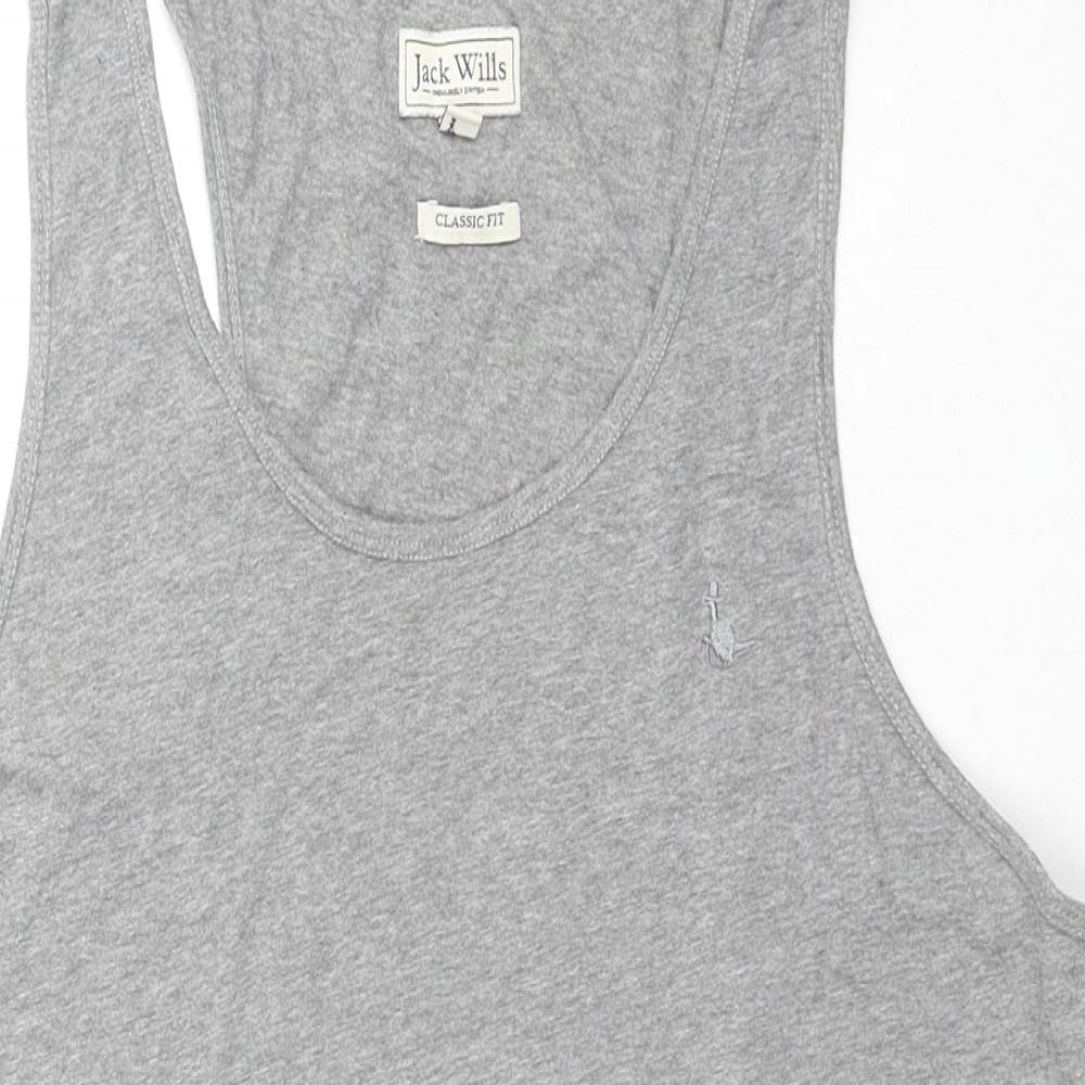 Jack Wills Mens Grey Cotton T-Shirt Size M Crew Neck