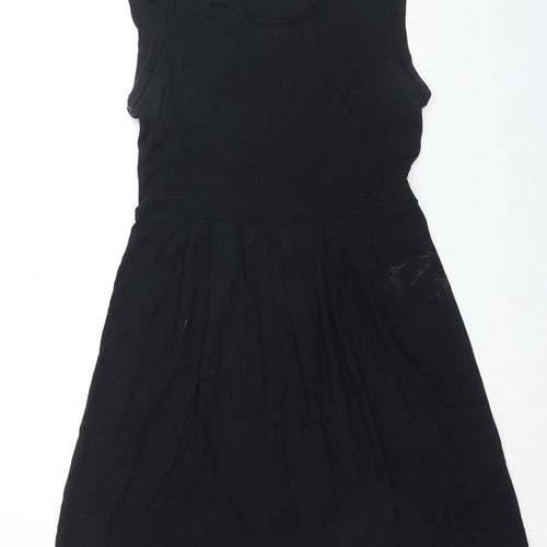 The White Company Womens Black Cotton Shift Size L Round Neck Pullover
