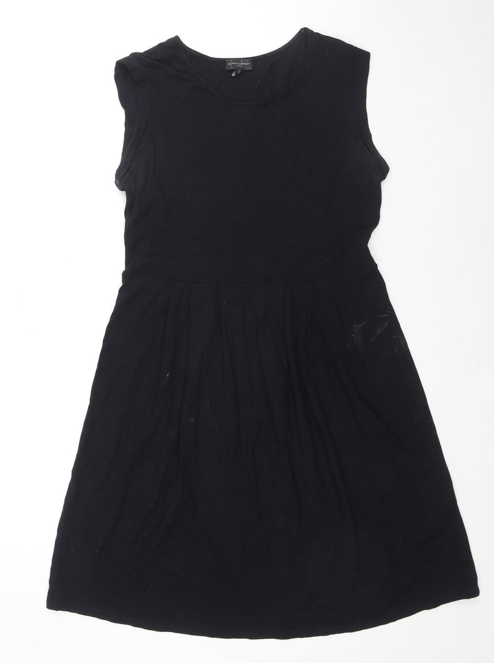The White Company Womens Black Cotton Shift Size L Round Neck Pullover
