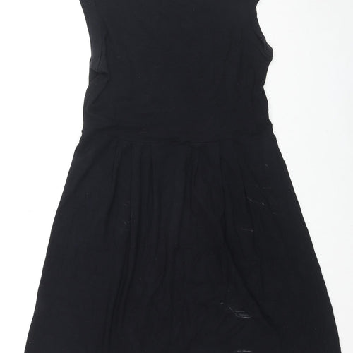 The White Company Womens Black Cotton Shift Size L Round Neck Pullover
