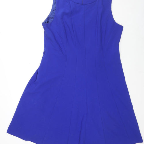 Principles Womens Blue Polyester A-Line Size 12 Round Neck Zip