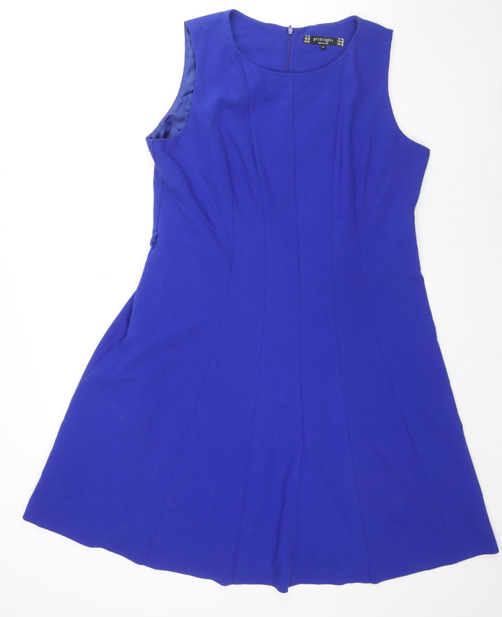 Principles Womens Blue Polyester A-Line Size 12 Round Neck Zip