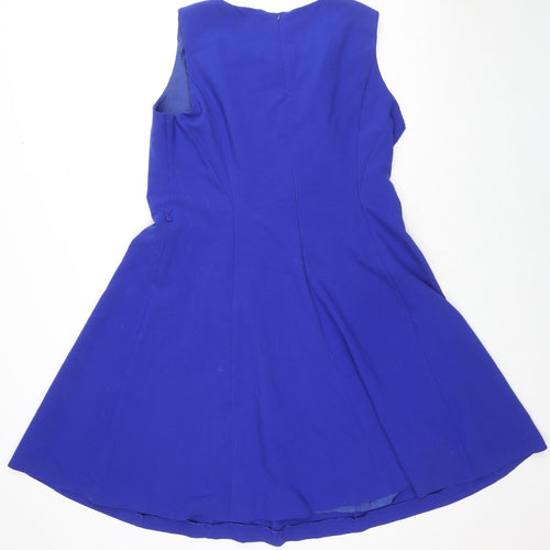 Principles Womens Blue Polyester A-Line Size 12 Round Neck Zip