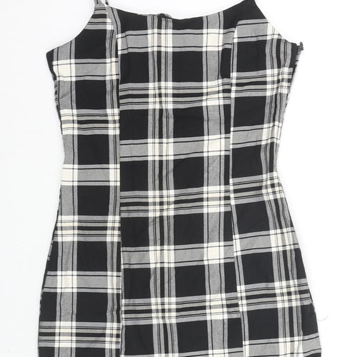 Divided by H&M Womens Black Check Polyester Blend Mini Size 4 Square Neck Zip