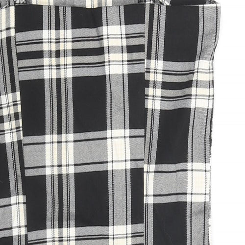 Divided by H&M Womens Black Check Polyester Blend Mini Size 4 Square Neck Zip