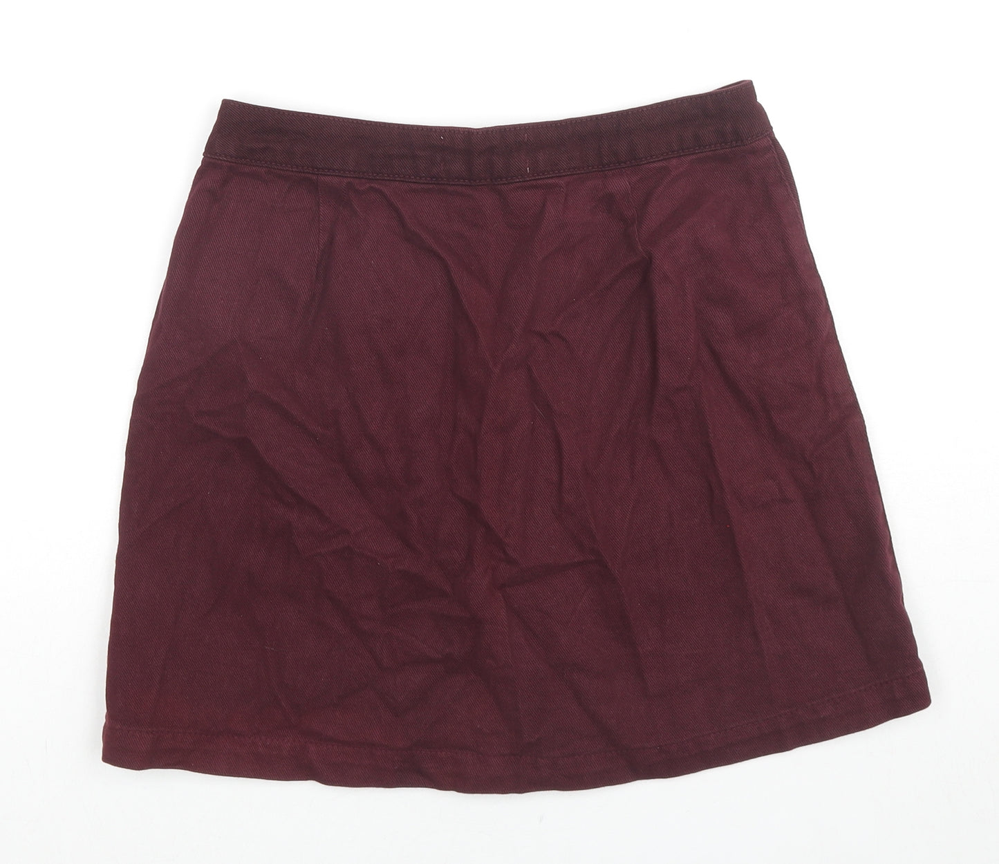 New Look Womens Red Cotton A-Line Skirt Size 10 Button