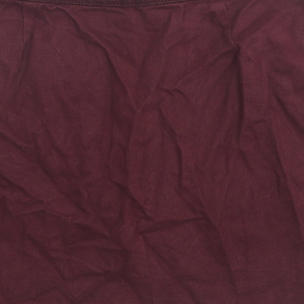 New Look Womens Red Cotton A-Line Skirt Size 10 Button
