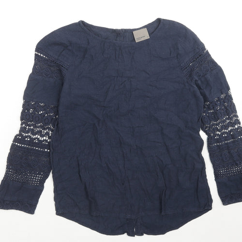VERO MODA Womens Blue Viscose Basic Blouse Size XS Round Neck