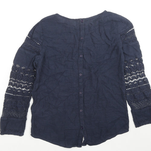 VERO MODA Womens Blue Viscose Basic Blouse Size XS Round Neck