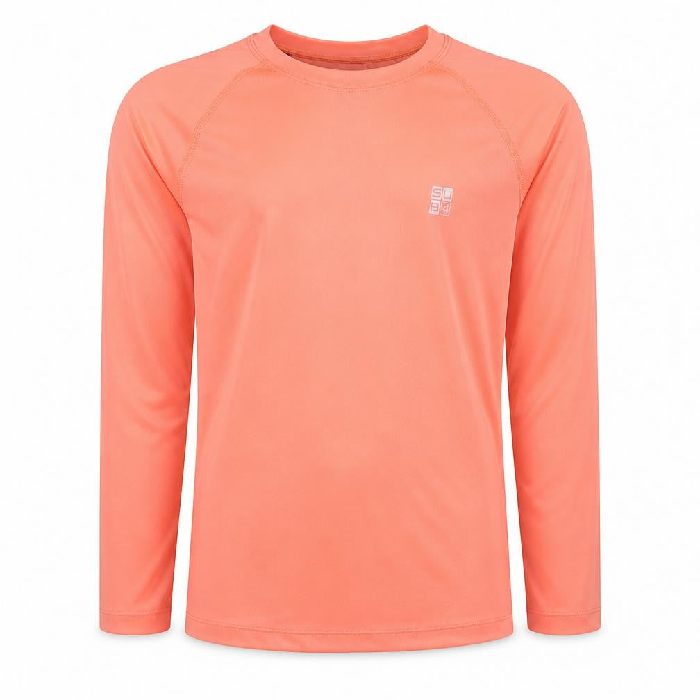 Front view of SUB4 boys’ red polyester basic t-shirt, size 8, years round neck pullover