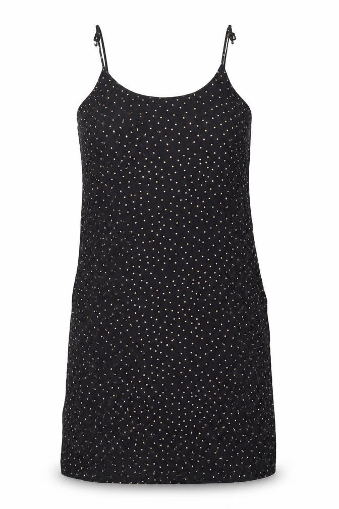 & Other Stories Womens Black Polka Dot Polyester Tunic Tank Size 10 Round Neck - Side Slits