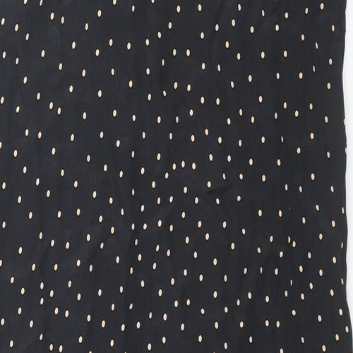 & Other Stories Womens Black Polka Dot Polyester Tunic Tank Size 10 Round Neck - Side Slits