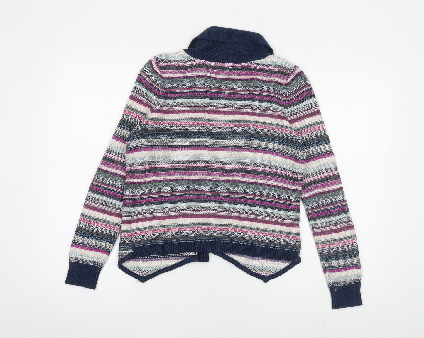 Indigo Womens Multicoloured Collared Geometric Cotton Cardigan Jumper Size 10