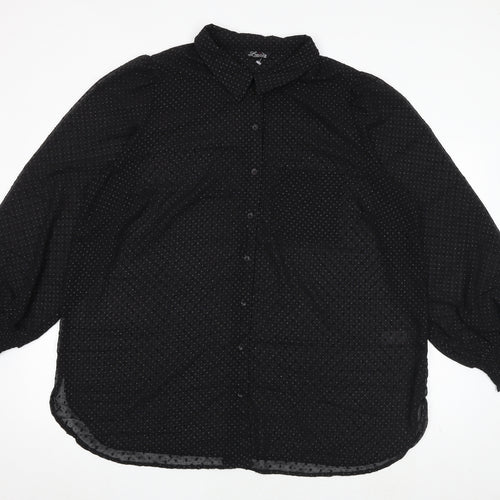Love Yours Womens Black Polyester Basic Button-Up Size 24 Collared