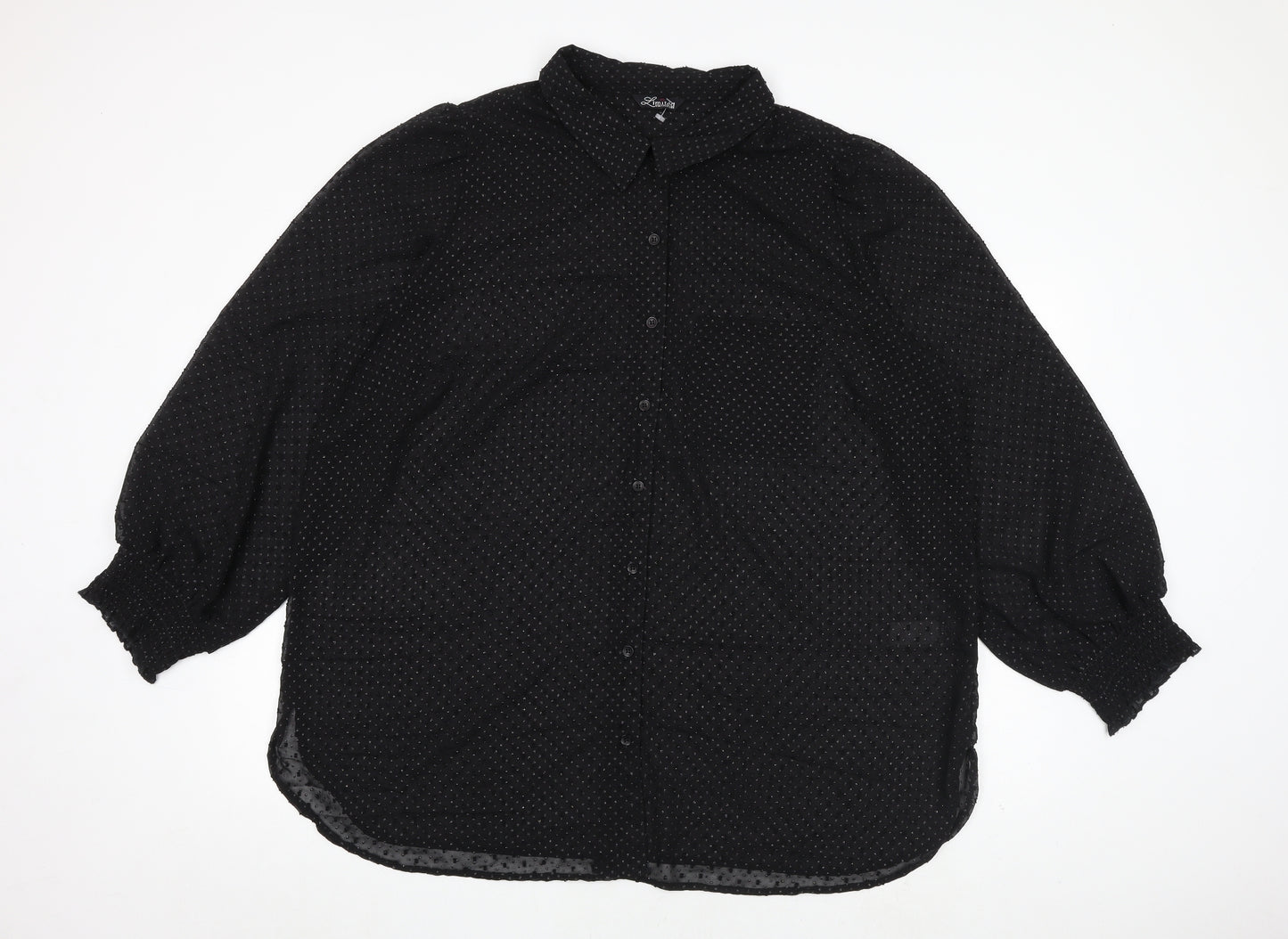 Love Yours Womens Black Polyester Basic Button-Up Size 24 Collared