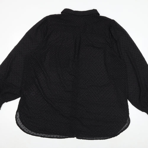 Love Yours Womens Black Polyester Basic Button-Up Size 24 Collared