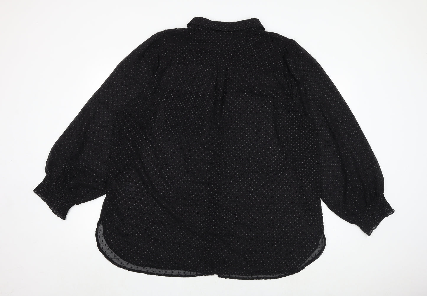 Love Yours Womens Black Polyester Basic Button-Up Size 24 Collared