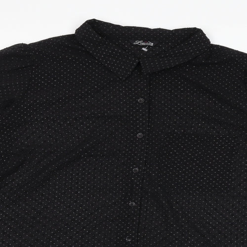 Love Yours Womens Black Polyester Basic Button-Up Size 24 Collared