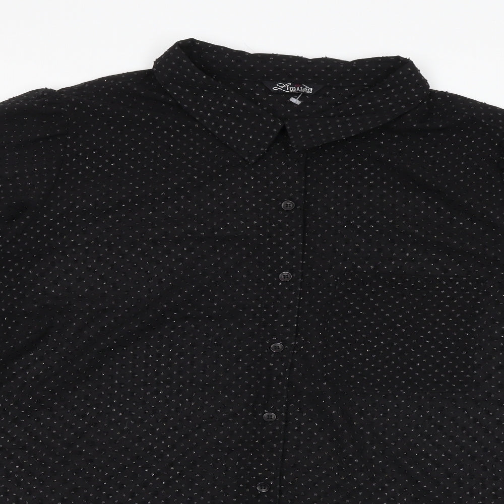 Love Yours Womens Black Polyester Basic Button-Up Size 24 Collared