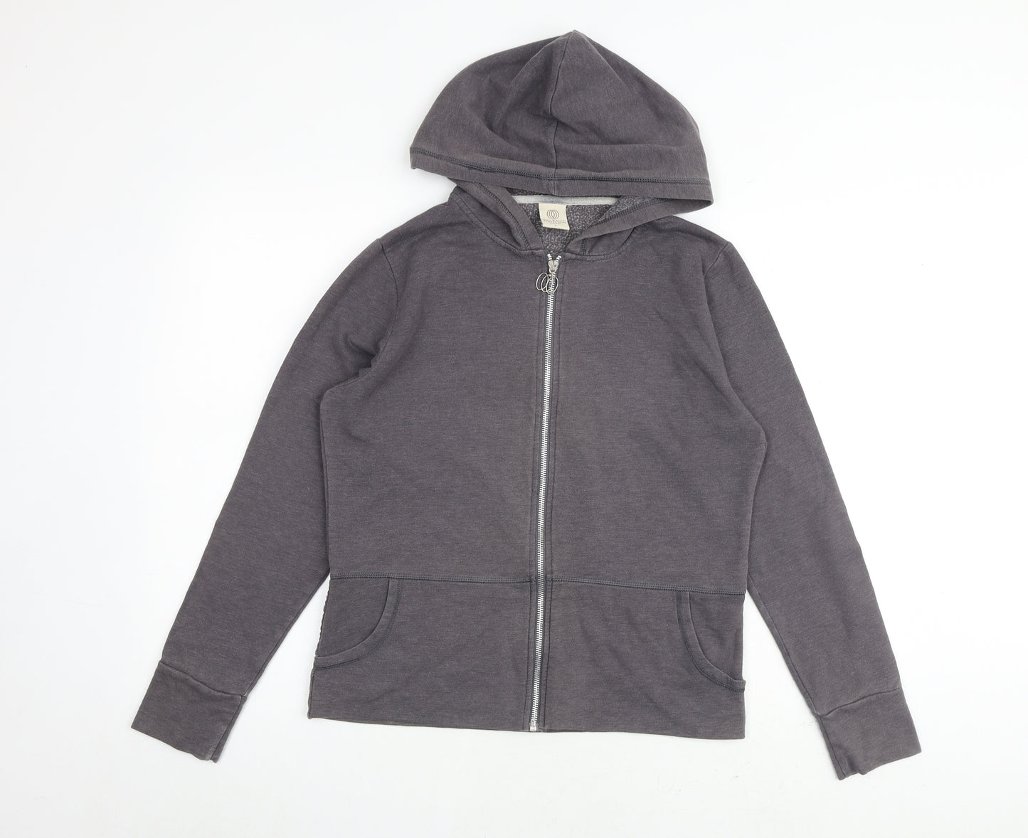 Marika Womens Grey Cotton Full Zip Hoodie Size L Zip