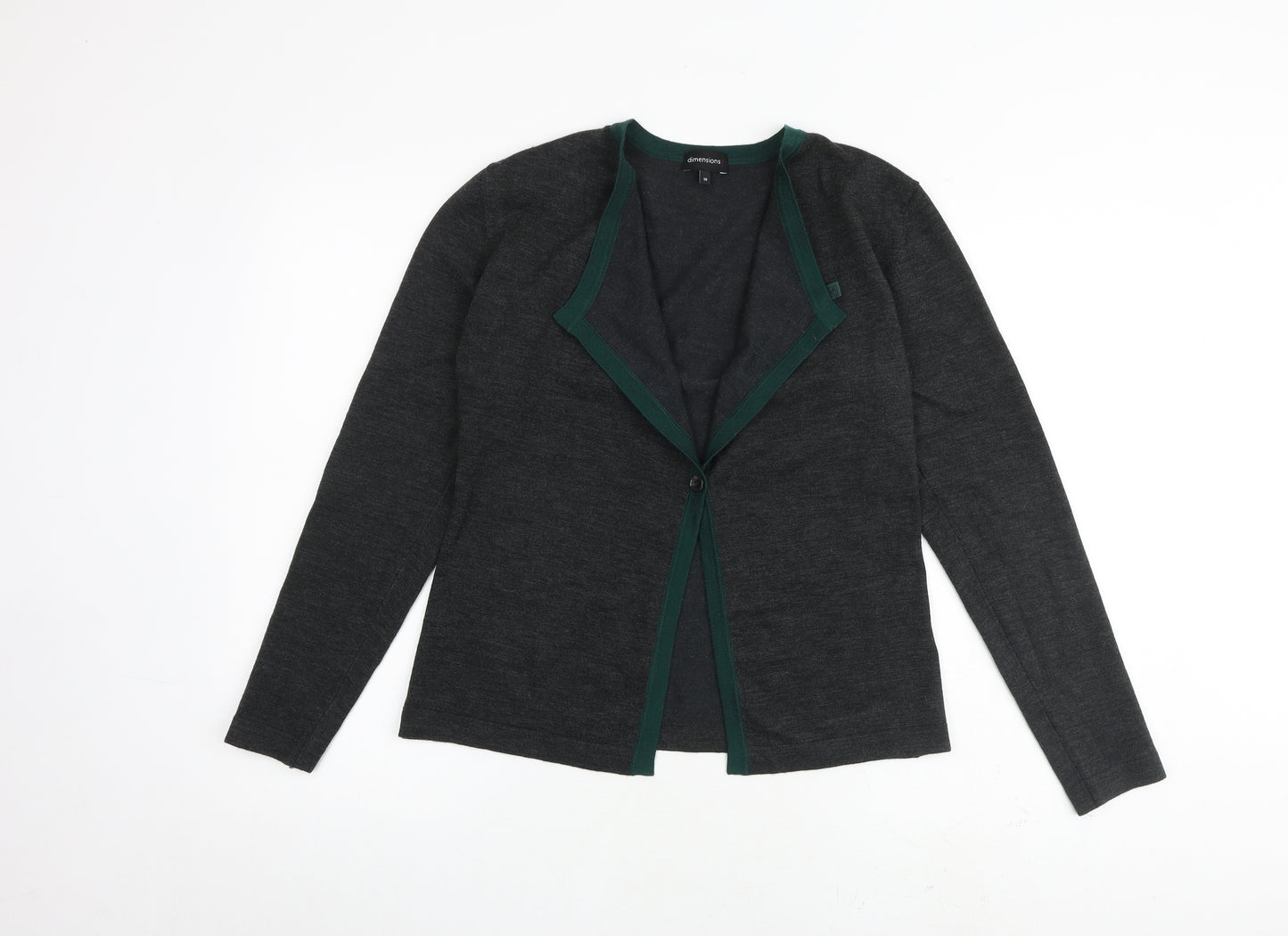 Dimensions Womens Grey V-Neck Acrylic Cardigan Jumper Size 10