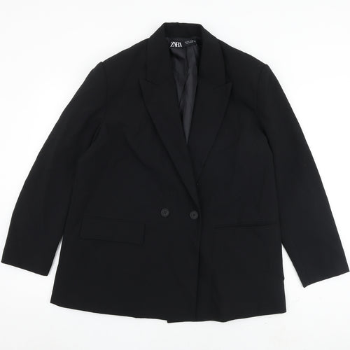 Zara Womens Black Jacket Blazer Size L Button
