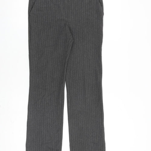 Mango Womens Grey Striped Polyester Trousers Size 6 L30 in Regular Zip