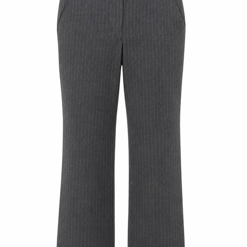 Mango Womens Grey Striped Polyester Trousers Size 6 L30 in Regular Zip