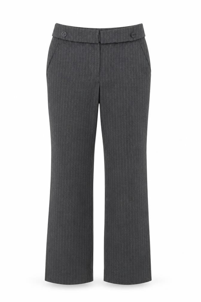 Mango Womens Grey Striped Polyester Trousers Size 6 L30 in Regular Zip