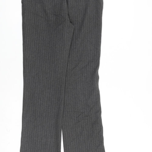 Mango Womens Grey Striped Polyester Trousers Size 6 L30 in Regular Zip