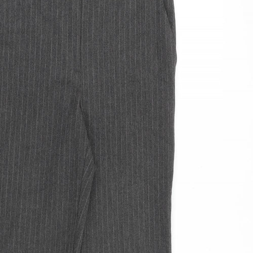 Mango Womens Grey Striped Polyester Trousers Size 6 L30 in Regular Zip
