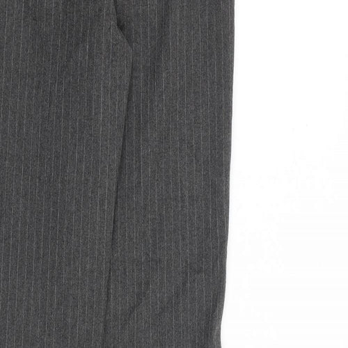 Mango Womens Grey Striped Polyester Trousers Size 6 L30 in Regular Zip