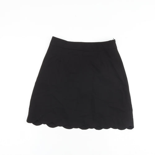 ASOS Womens Black Polyester A-Line Skirt Size 6 Zip