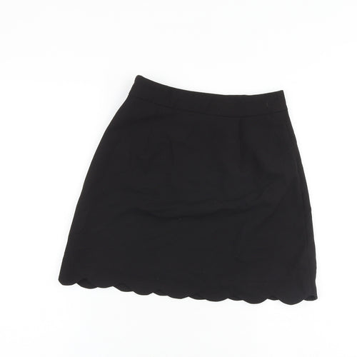 ASOS Womens Black Polyester A-Line Skirt Size 6 Zip