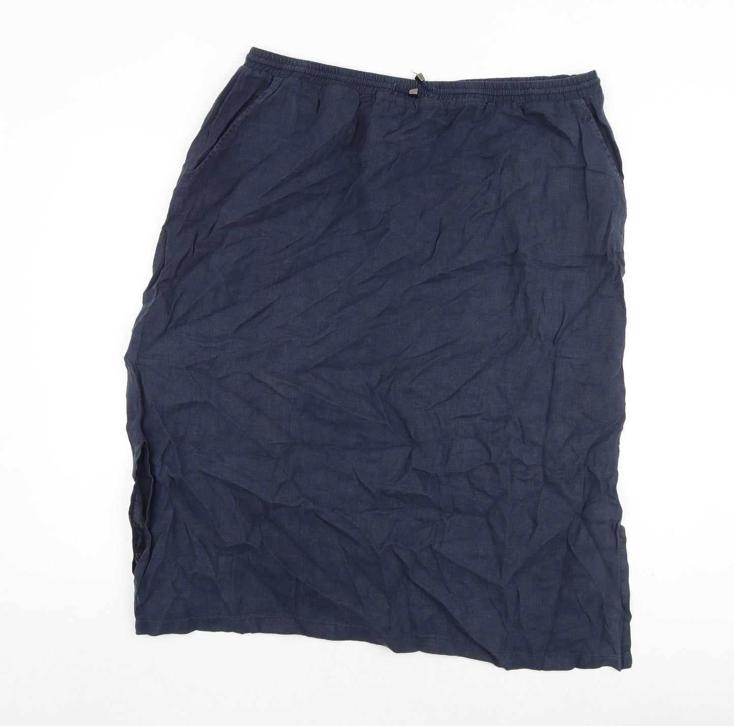Laura Ashley Womens Blue Linen A-Line Skirt Size 36 in Tie