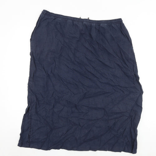 Laura Ashley Womens Blue Linen A-Line Skirt Size 36 in Tie